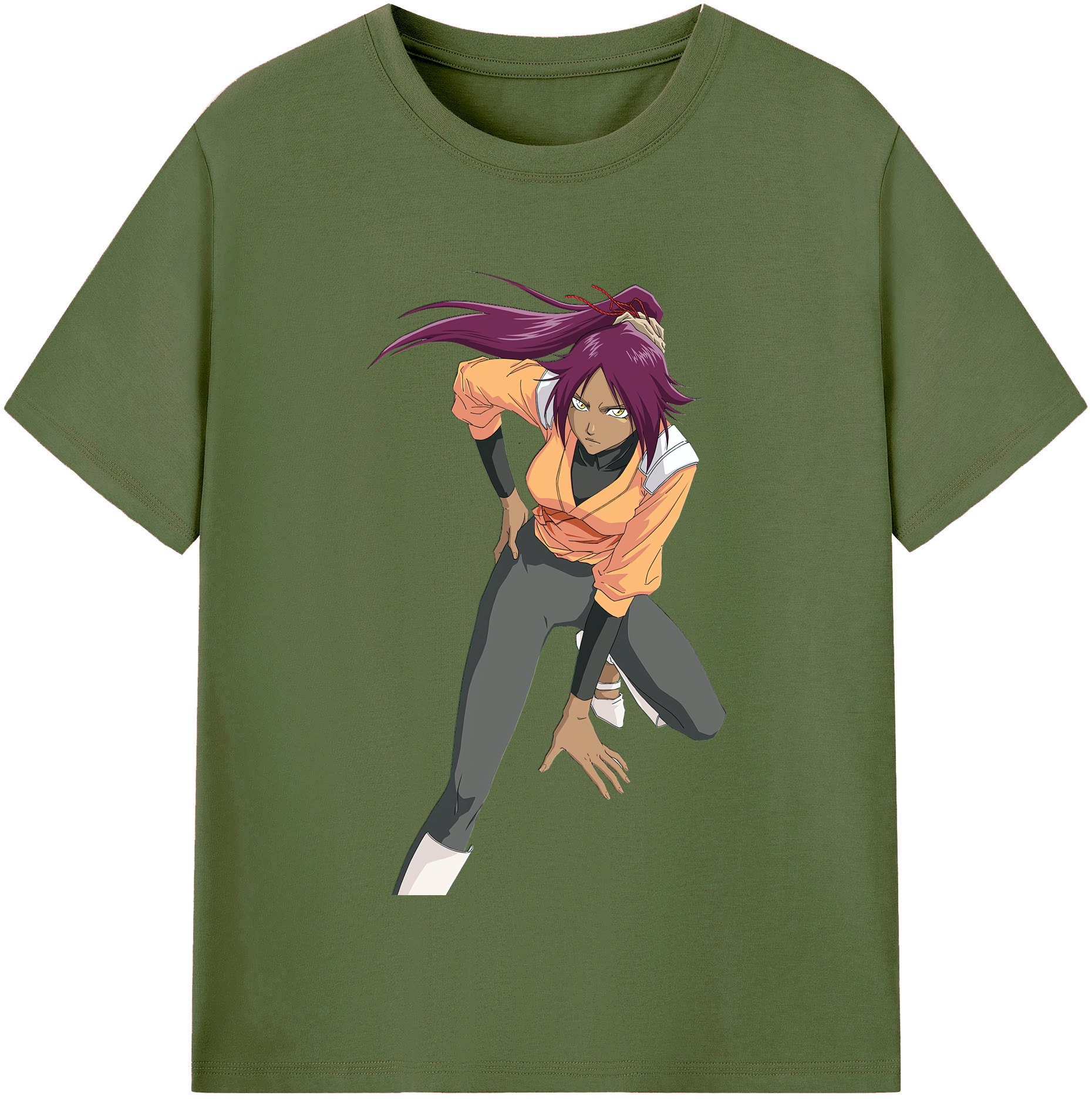（画像用） ブリーチ 四楓院 夜一（しほういん よるいち） BLEACH Shihouin Yoruichi 綿100％半袖Tシャツ（フロントプリント）